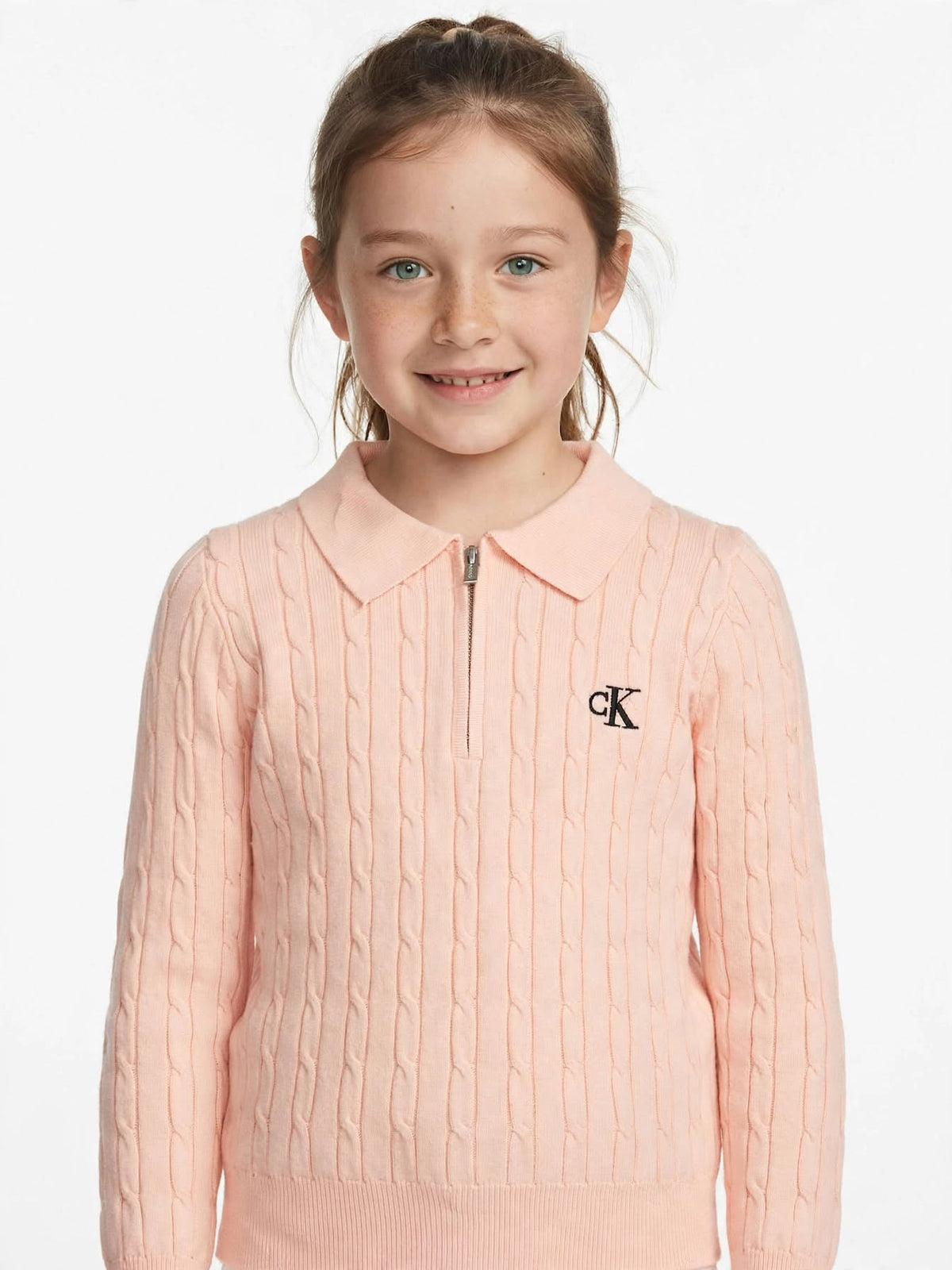 Calvin Klein Kids Cable Knit pullover - Polo Zip Collar pullover#00398