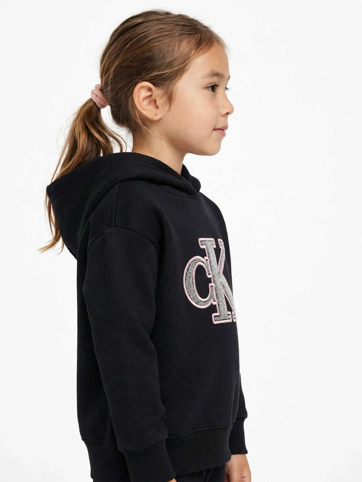 Calvin Klein Girls Sequin Logo Hoodie - Embellished CK Hoodie #00403