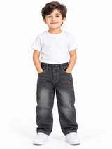 Embroidered Loose Denim Pants-#00411