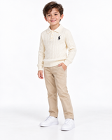 Classic Cable Knit Polo pullover-#00410