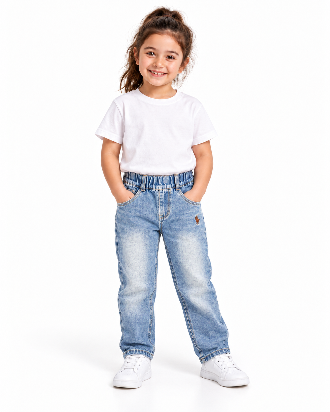 Embroidered Loose Denim Pants-#00411