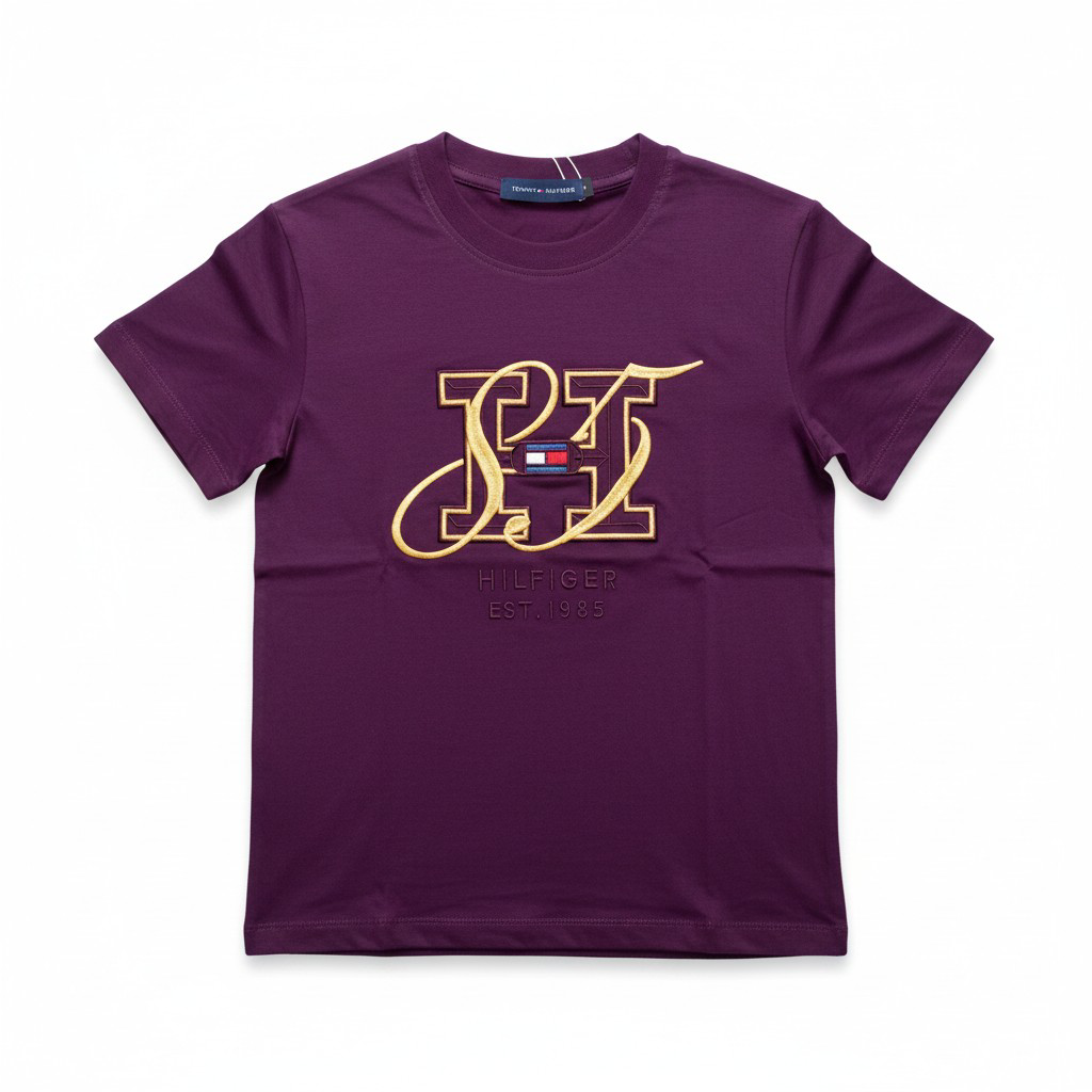 Tommy Hilfiger Kids Embroidered Monogram T-Shirt – Purple-#00267