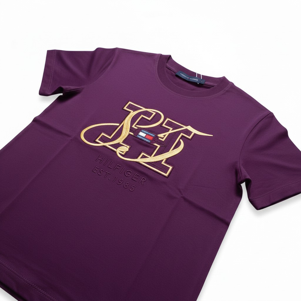 Tommy Hilfiger Kids Embroidered Monogram T-Shirt – Purple-#00267