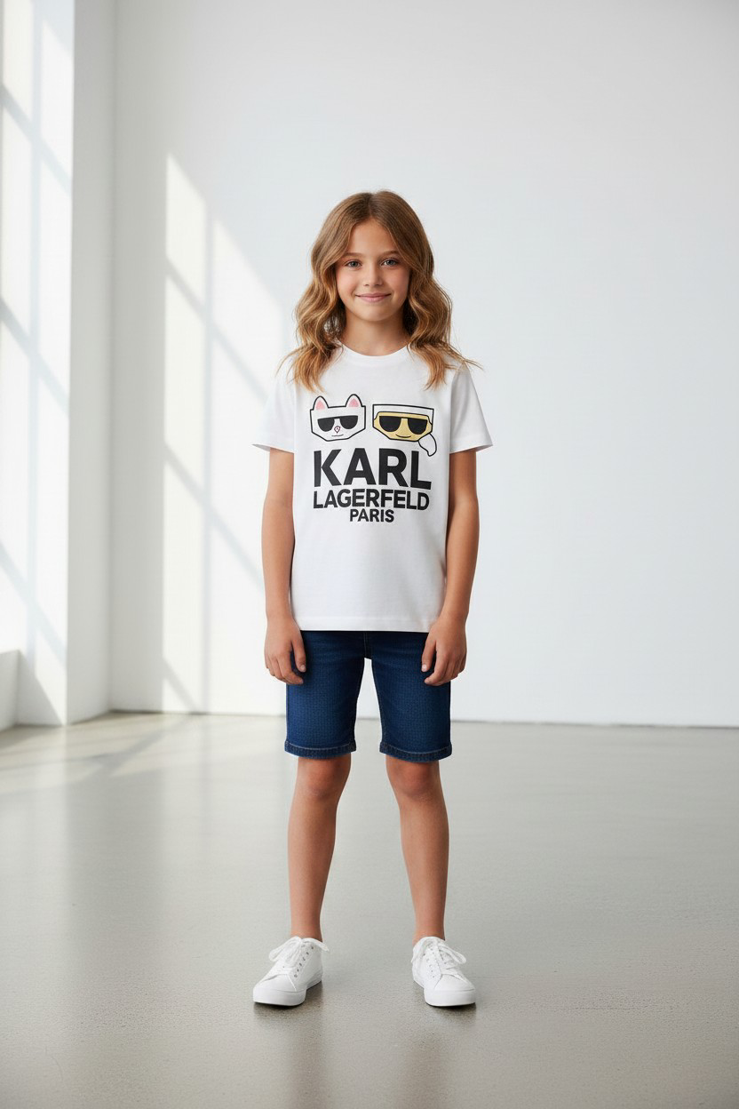 Kids Karl Logo Summer black T-Shirt – Short Sleeve-#00257