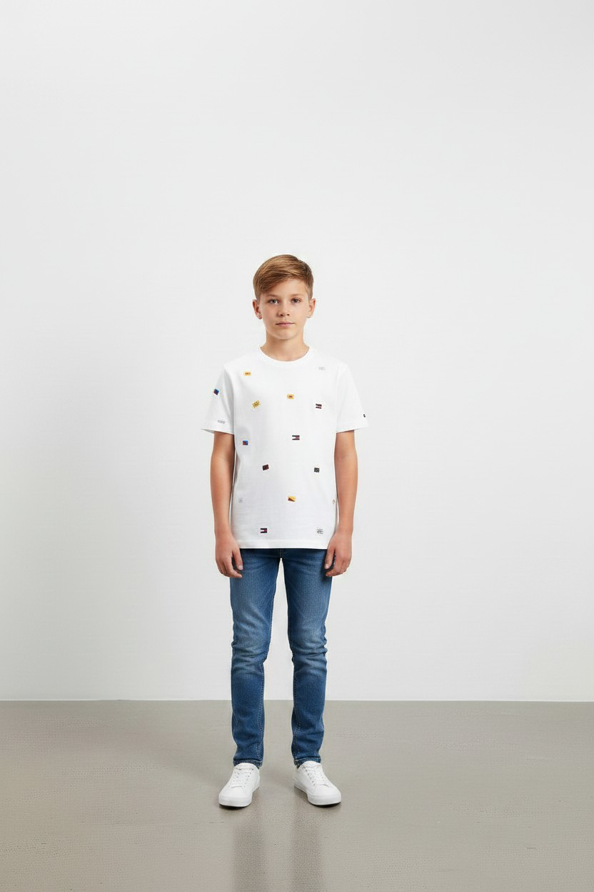 Tommy Hilfiger Mini Icons Embroidered Kids T-Shirt-#00272