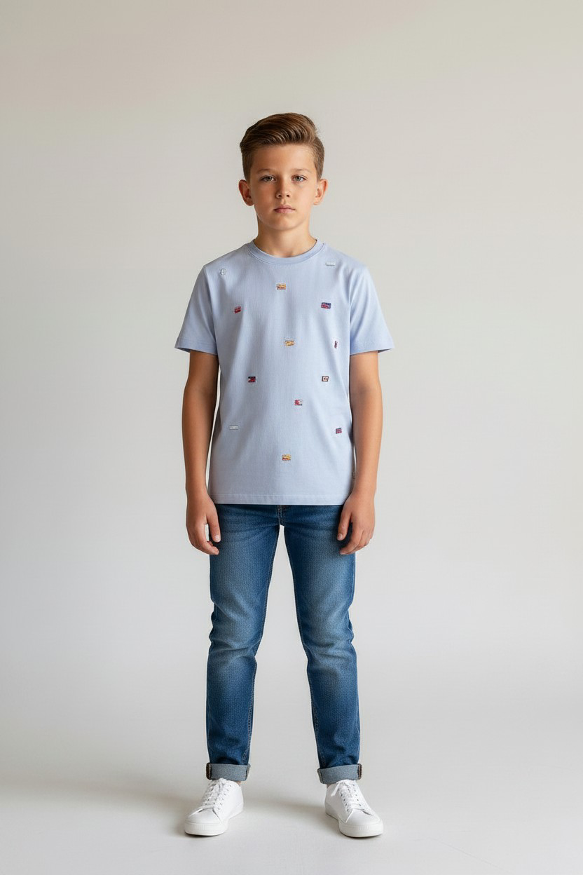 Tommy Hilfiger Mini Icons Embroidered Kids T-Shirt-#00272