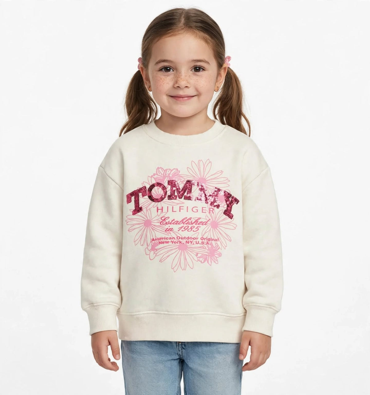 Tommy Hilfiger Girls Floral Graphic Crewneck Sweatshirt #00401