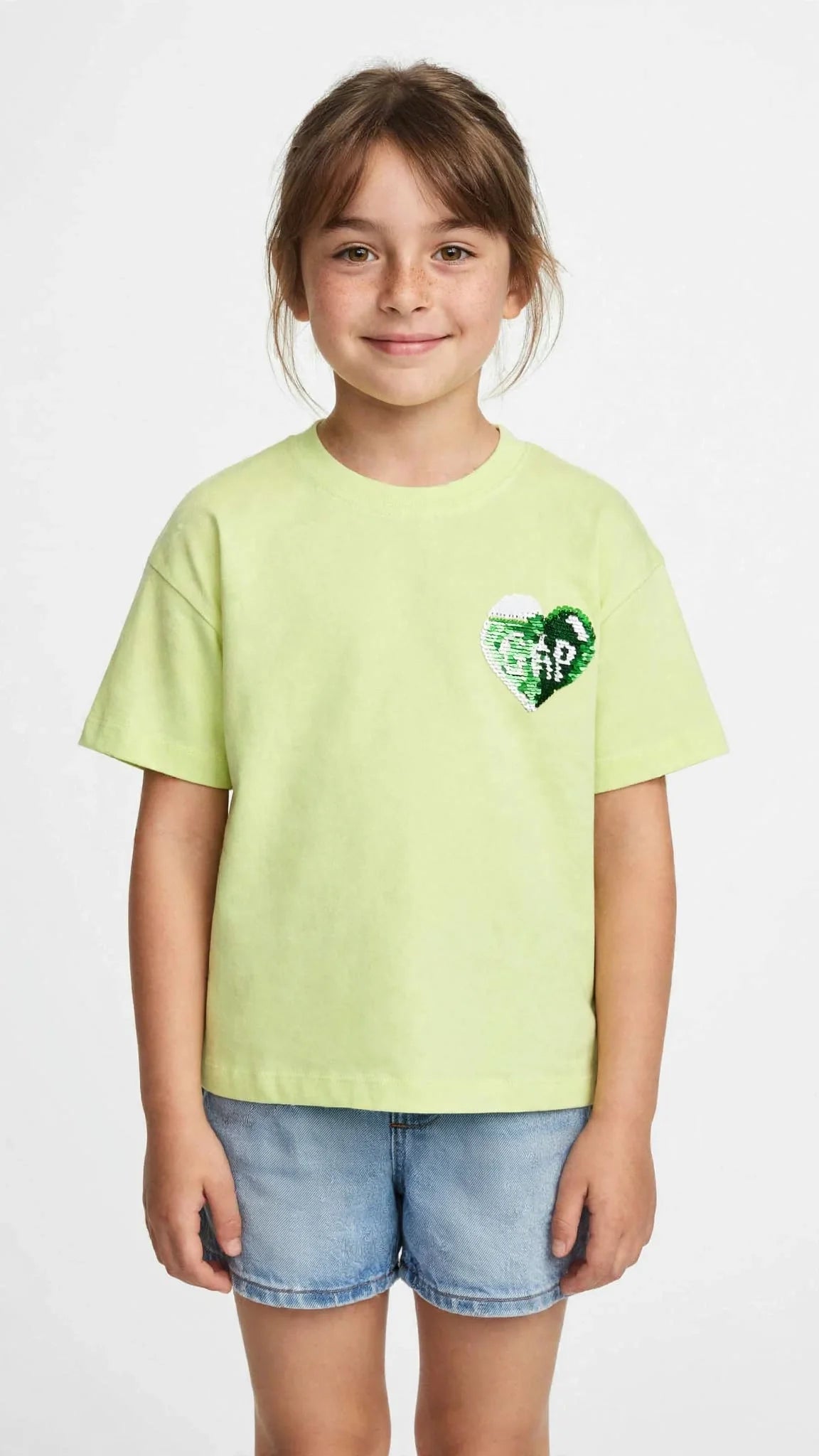 GAP Girls Sequin Heart T-Shirt - Kids Flip Sequin Tee -#00385