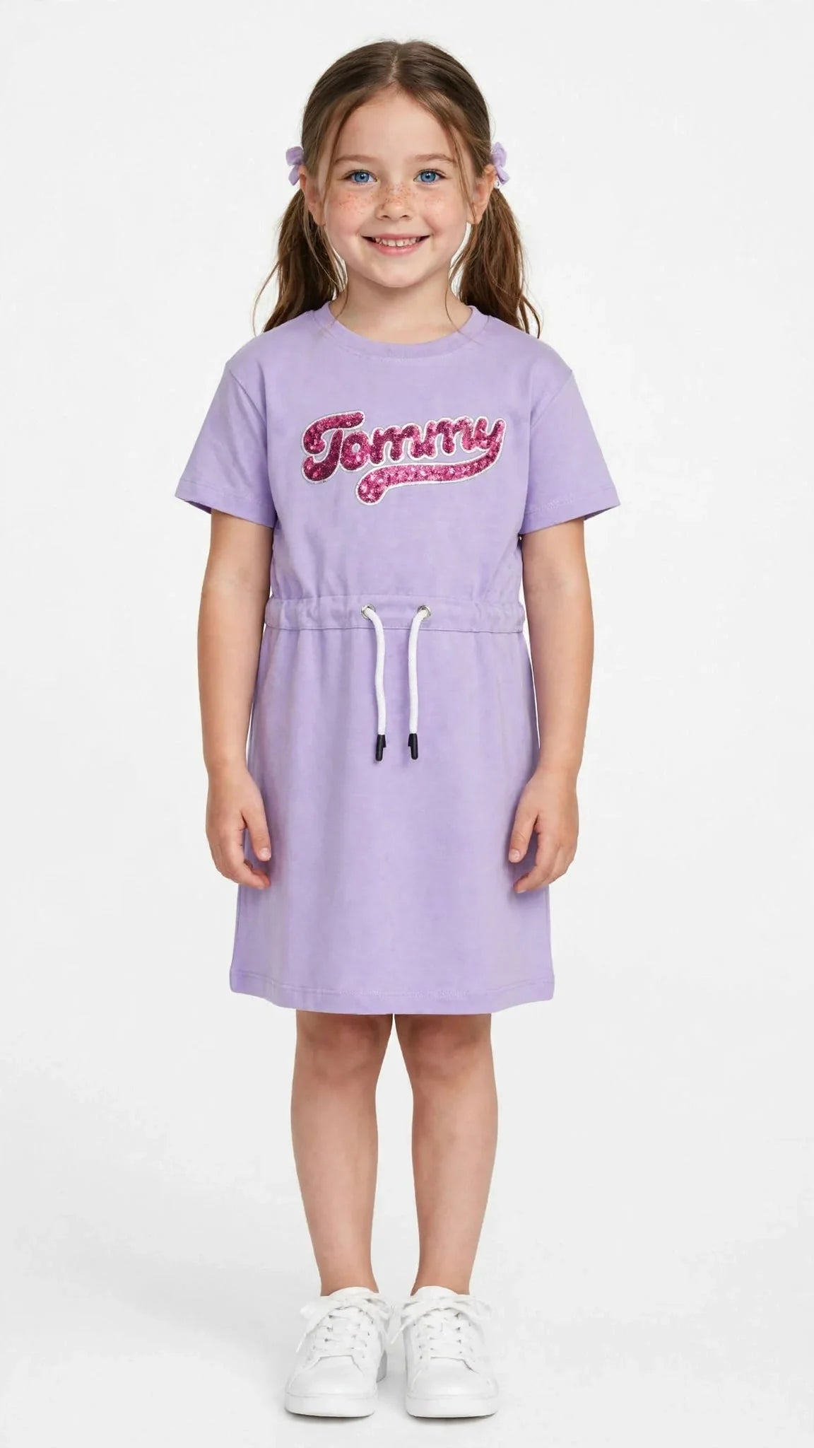 Tommy Hilfiger Girls Sequin Logo T-Shirt Dress -#00387