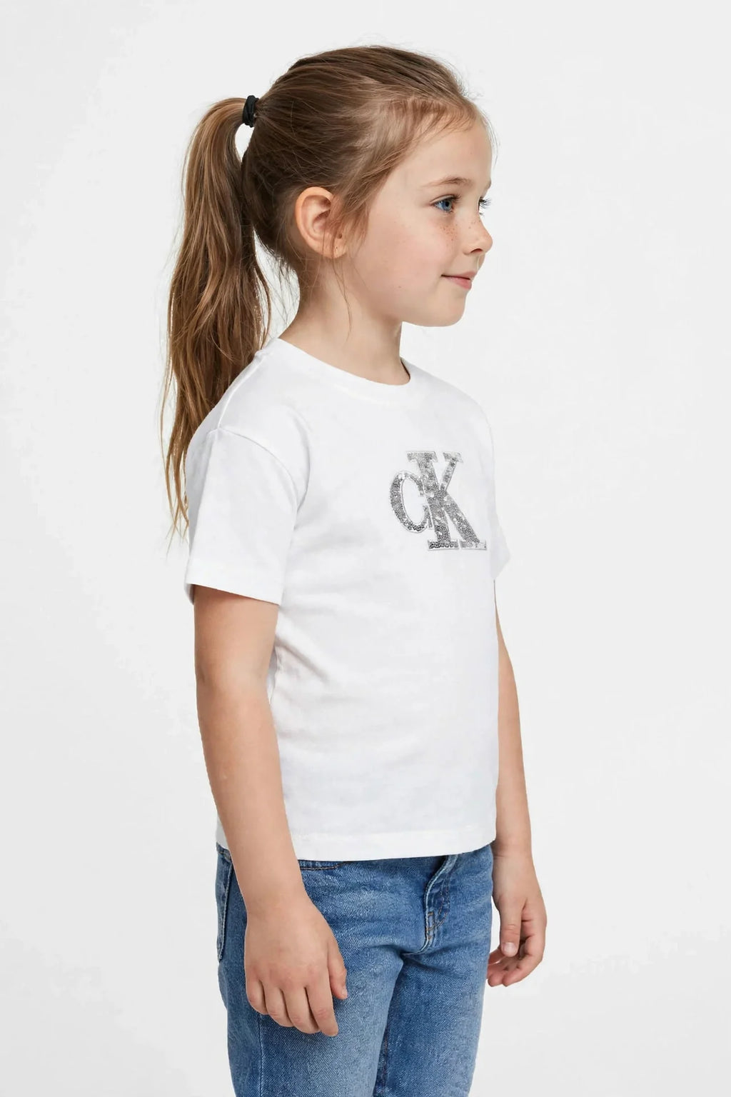 Calvin Klein Kids T-Shirt - CK Rhinestone Logo Tee -#00389