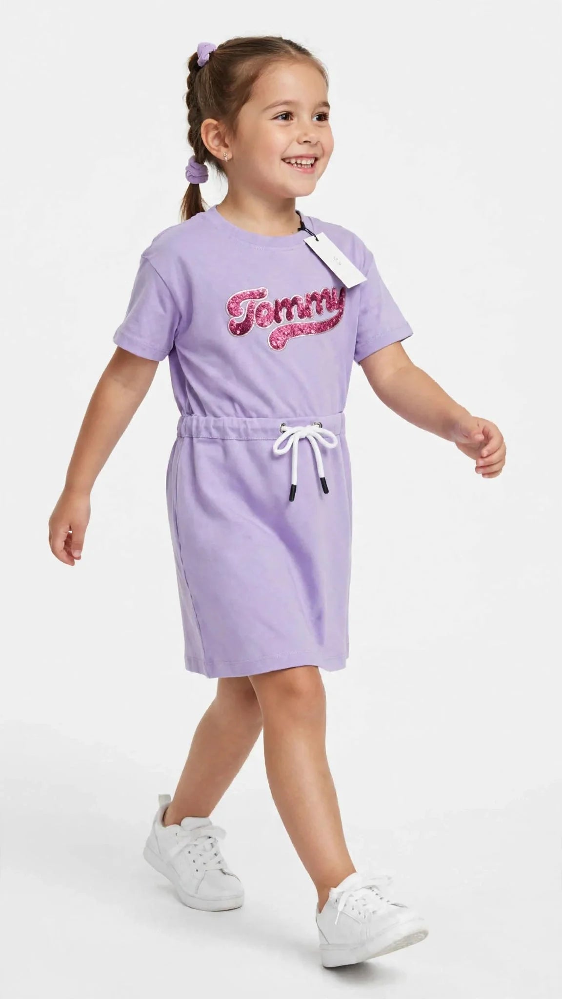 Tommy Hilfiger Girls Sequin Logo T-Shirt Dress -#00387