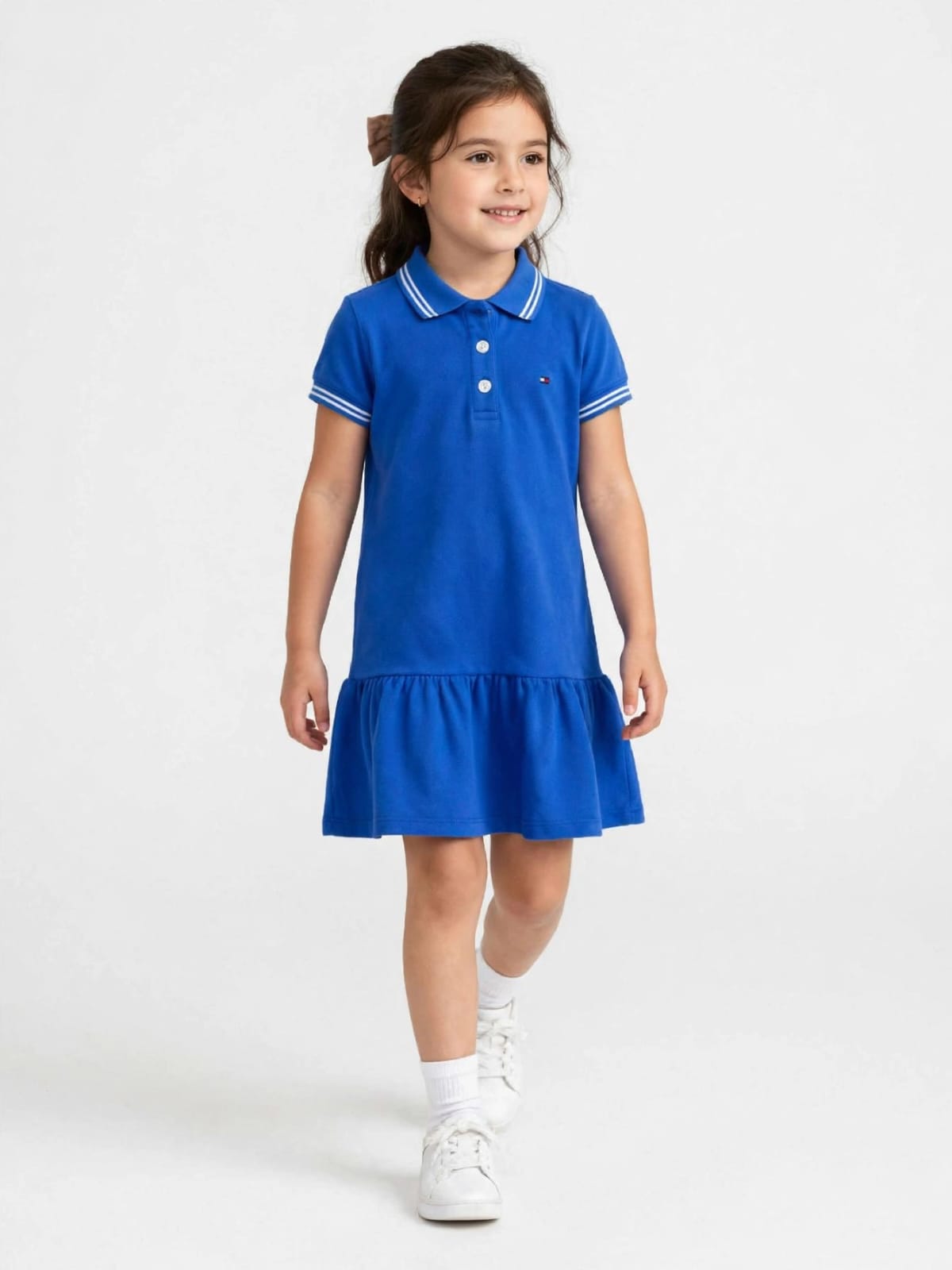 Tommy Hilfiger Girls' Polo Ruffle Dress - 100% Cotton Summer Dress #00359
