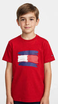 Tommy Hilfiger Boys Brushstroke Flag T-Shirt - Kids Cotton Tee #00384