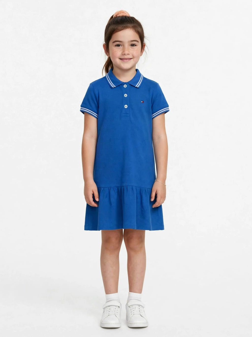 Tommy Hilfiger Girls' Polo Ruffle Dress - 100% Cotton Summer Dress #00359