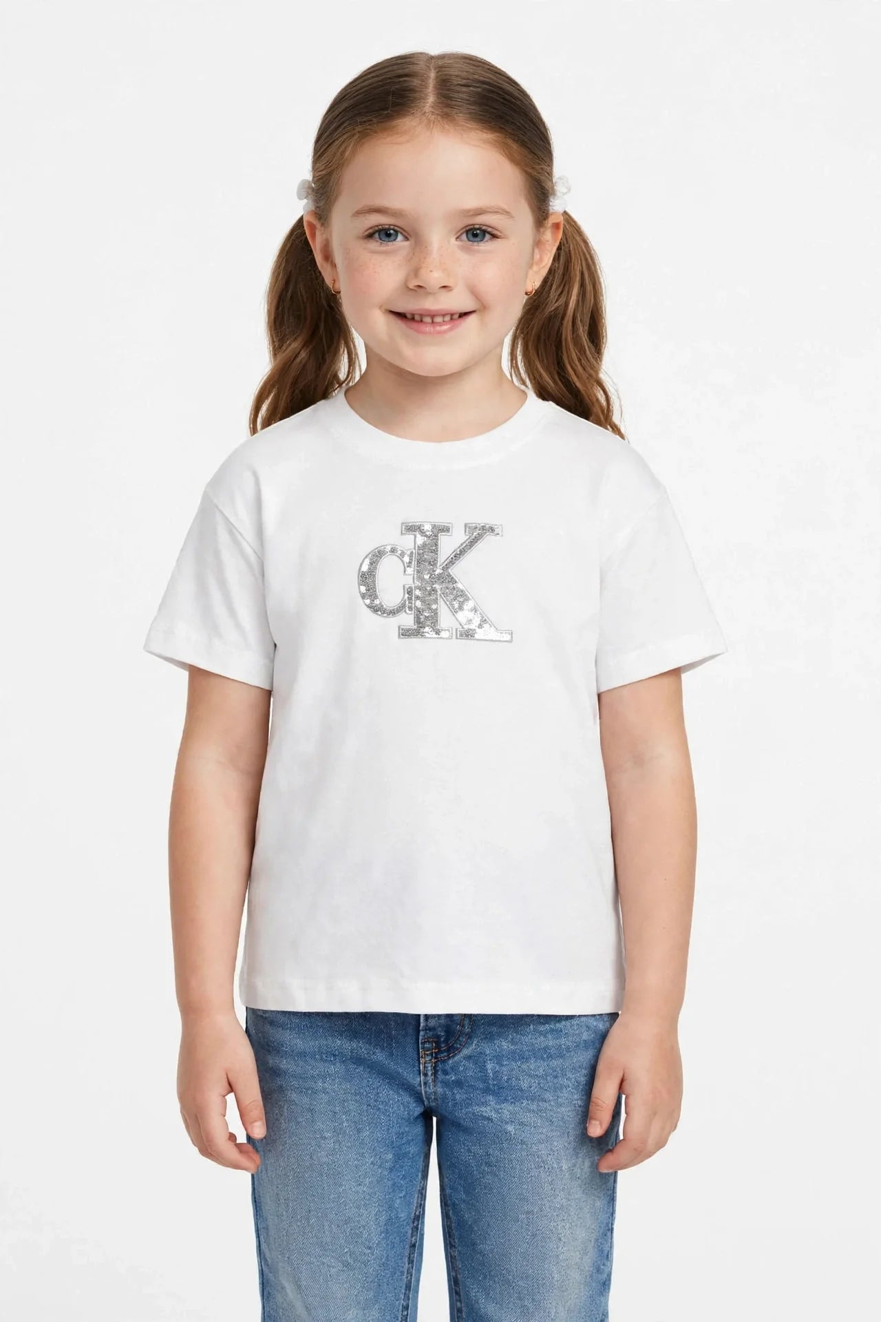 Calvin Klein Kids T-Shirt - CK Rhinestone Logo Tee -#00389