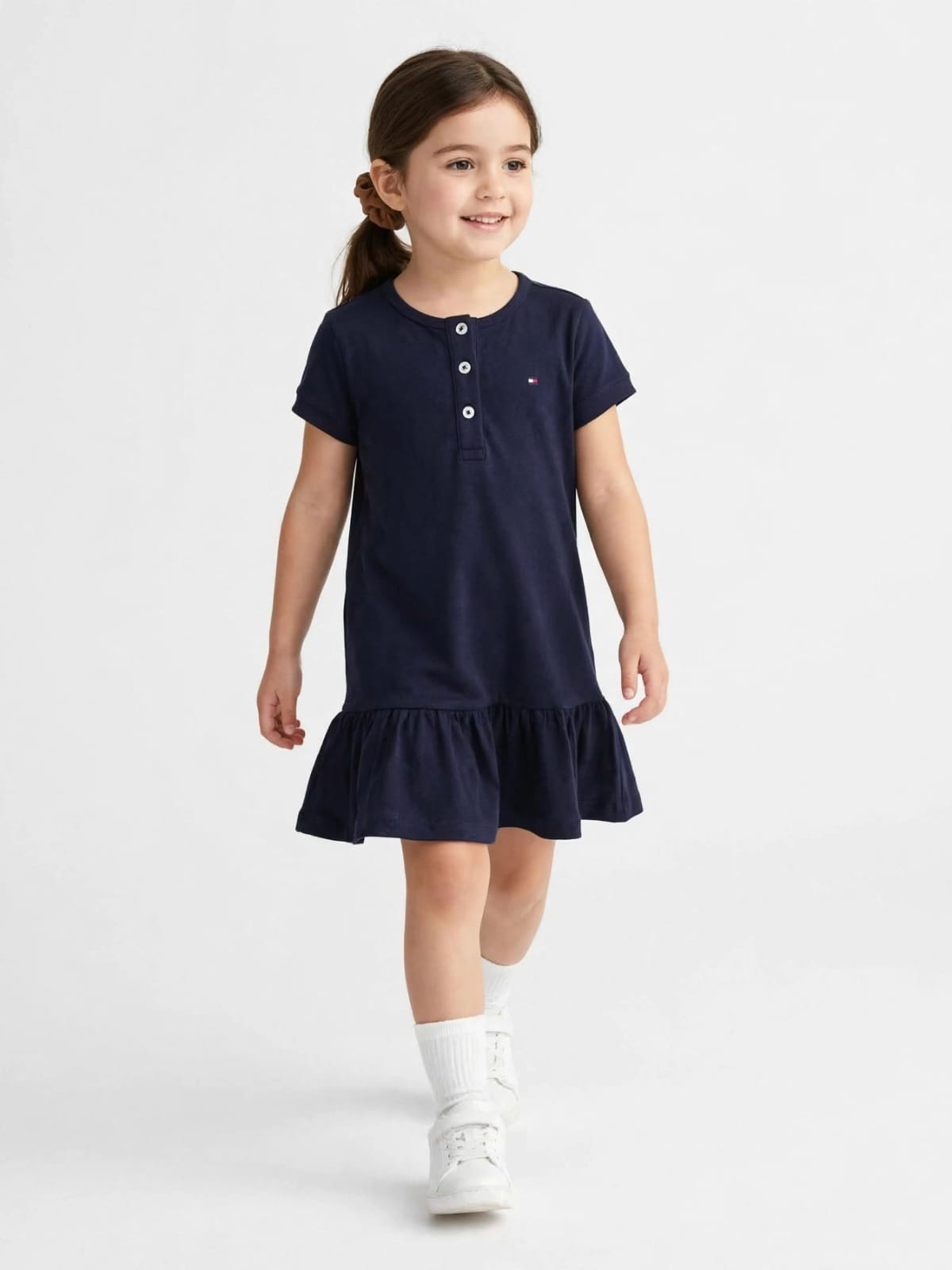 Tommy Hilfiger Girls' Polo Ruffle Dress - 100% Cotton Summer Dress #00359