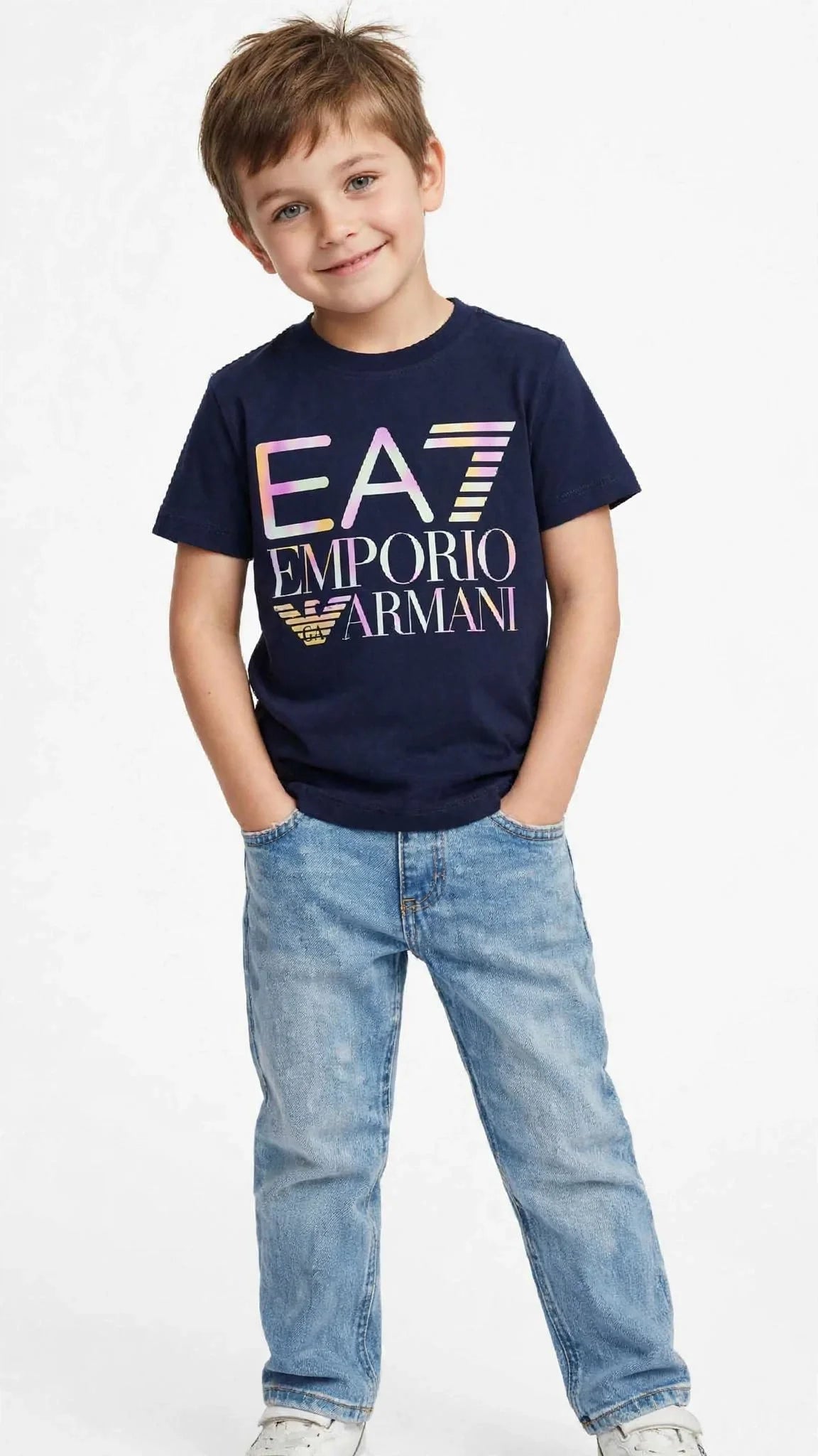 Emporio Armani EA7 Kids Graphic T-Shirt - Designer Cotton Tee-#00390