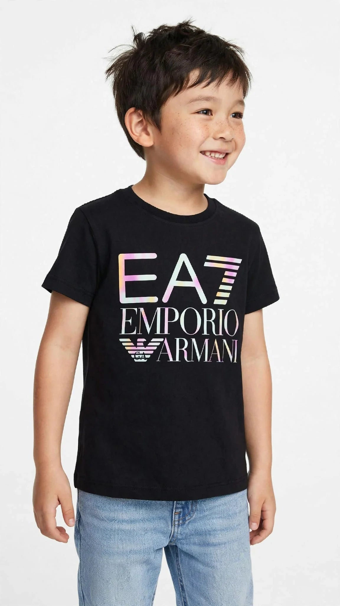Emporio Armani EA7 Kids Graphic T-Shirt - Designer Cotton Tee-#00390