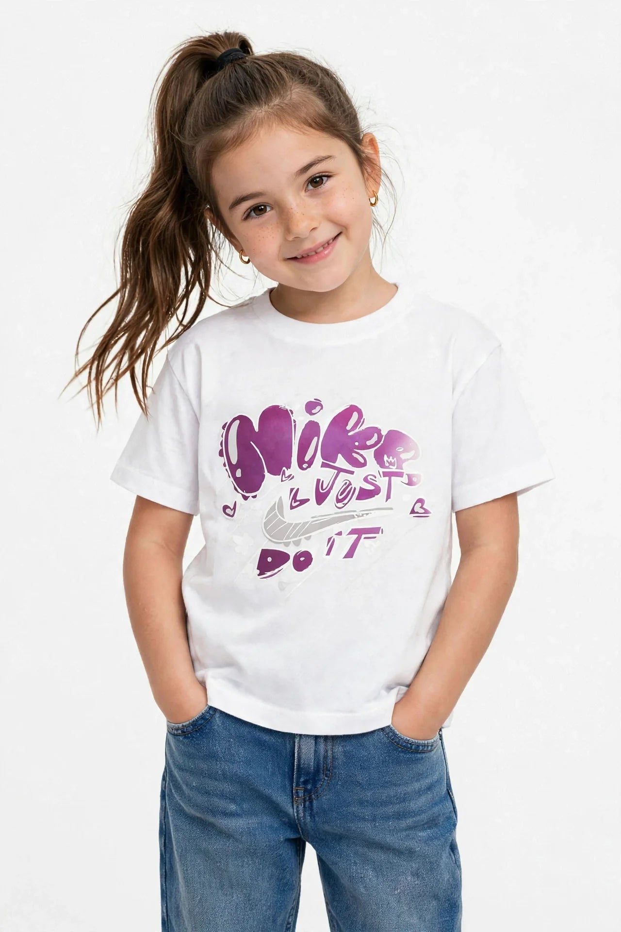 Nike Kids "Just Do It" Bubble Graffiti T-Shirt - Cotton Graphic Tee -#00388