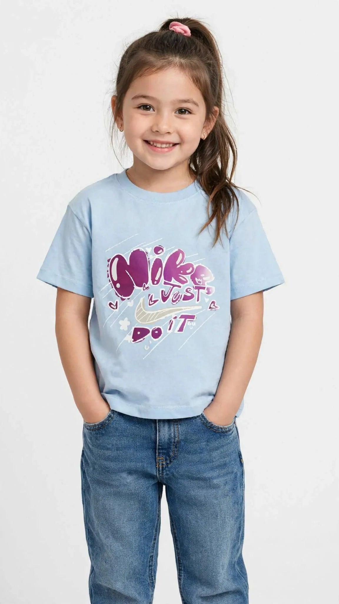 Nike Kids "Just Do It" Bubble Graffiti T-Shirt - Cotton Graphic Tee -#00388