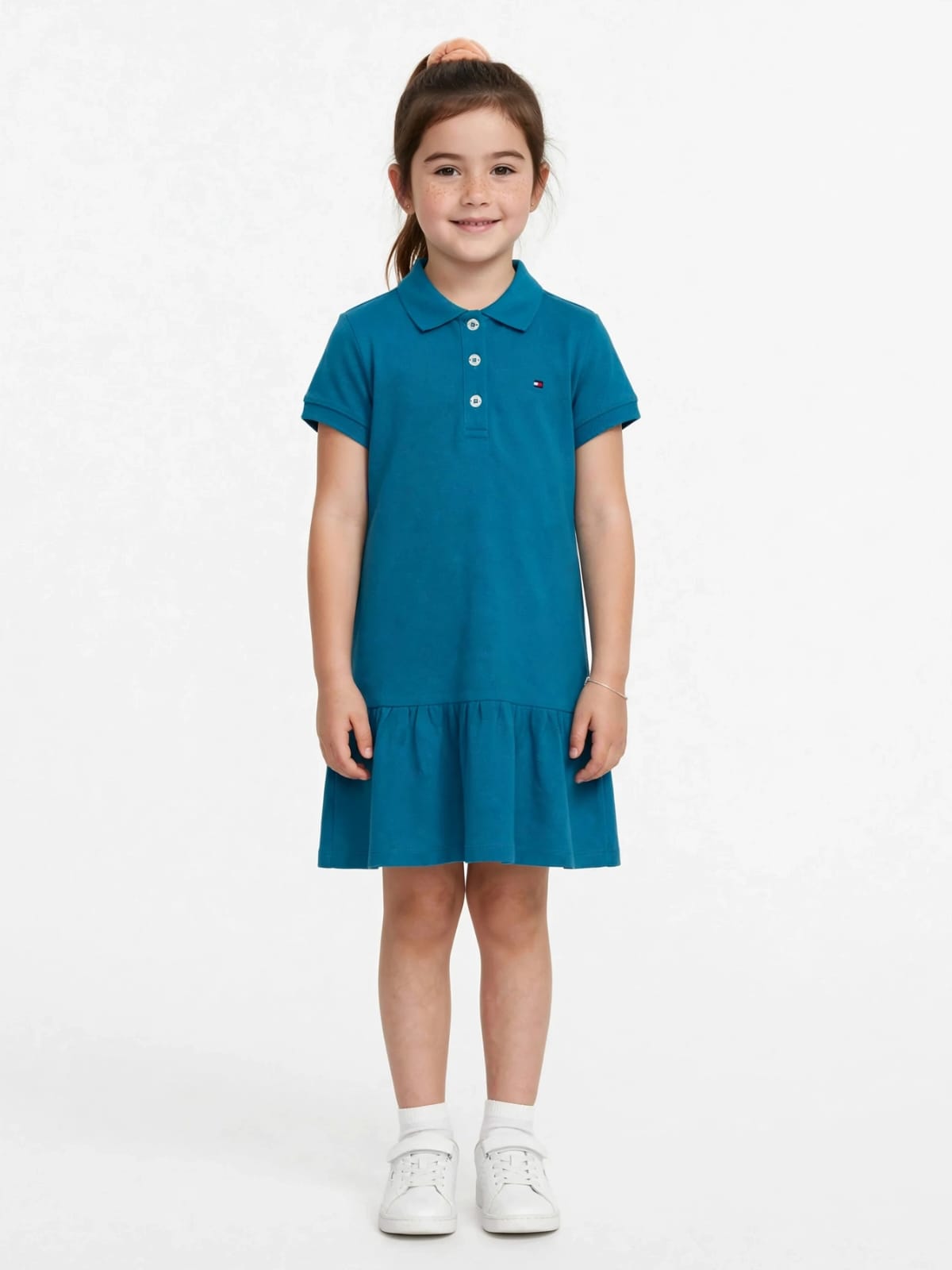 Tommy Hilfiger Girls' Polo Ruffle Dress - 100% Cotton Summer Dress #00359