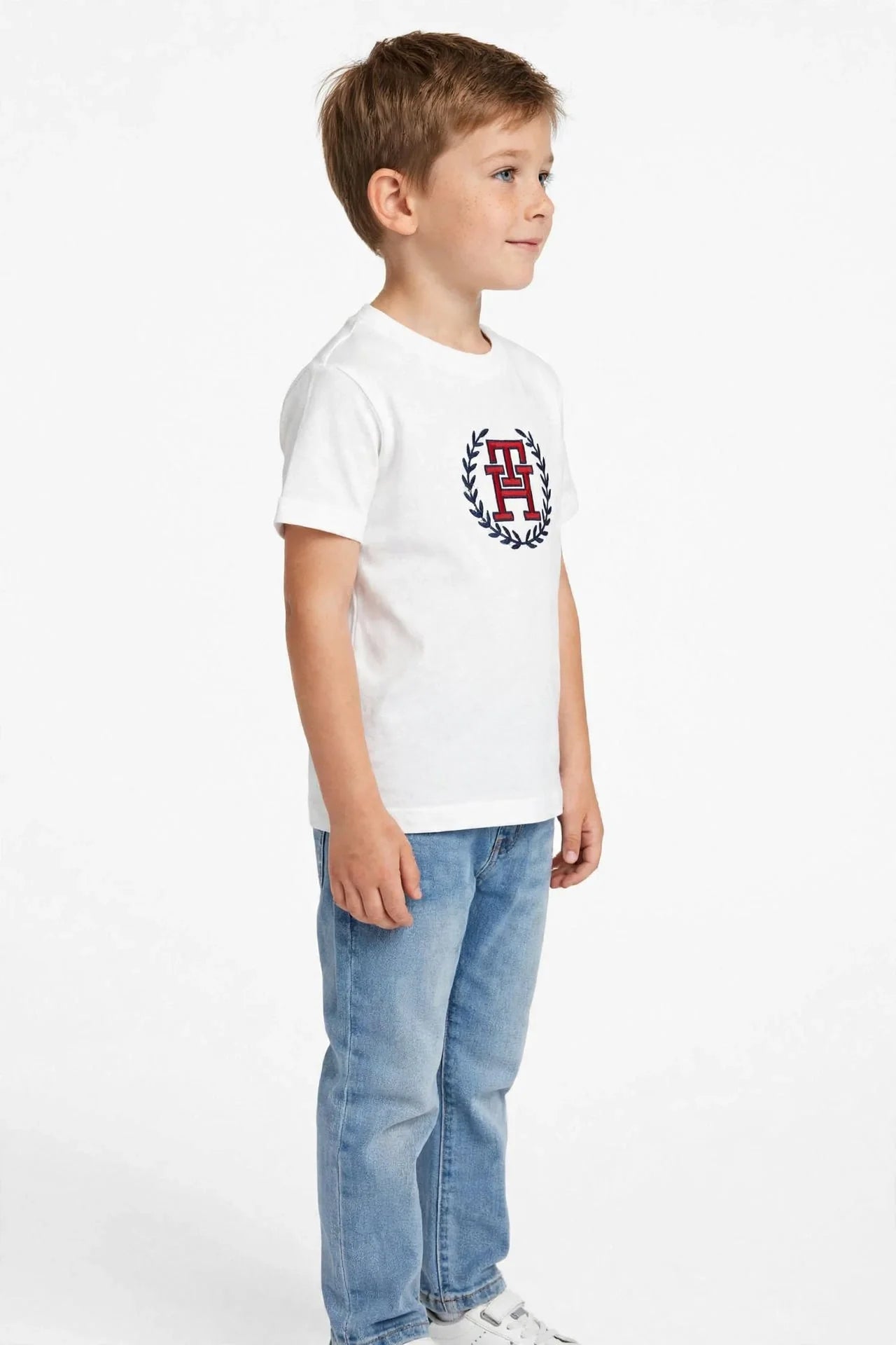 Tommy Hilfiger Kids T-Shirt - White TH Monogram Laurel Wreath Tee -00394