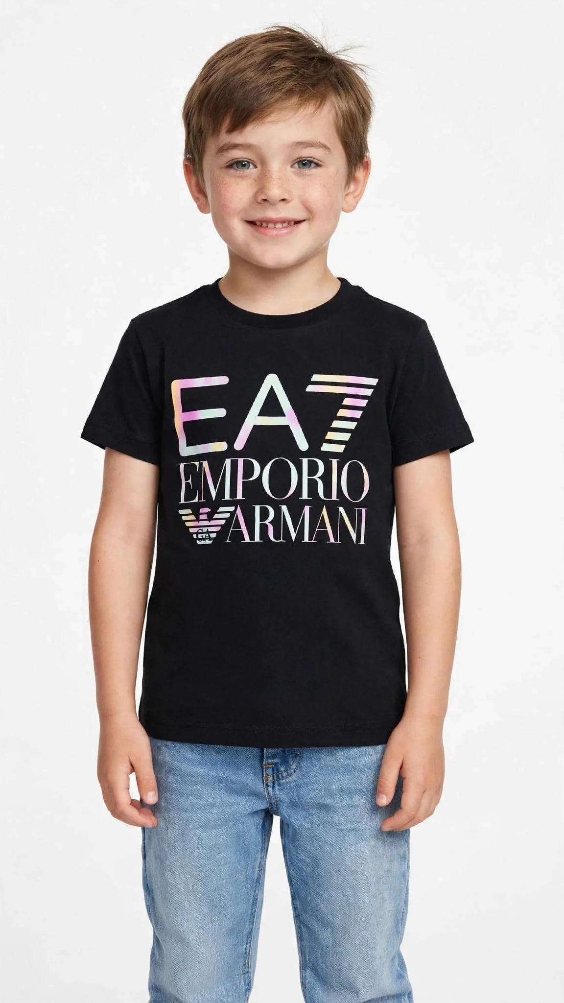 Emporio Armani EA7 Kids Graphic T-Shirt - Designer Cotton Tee-#00390