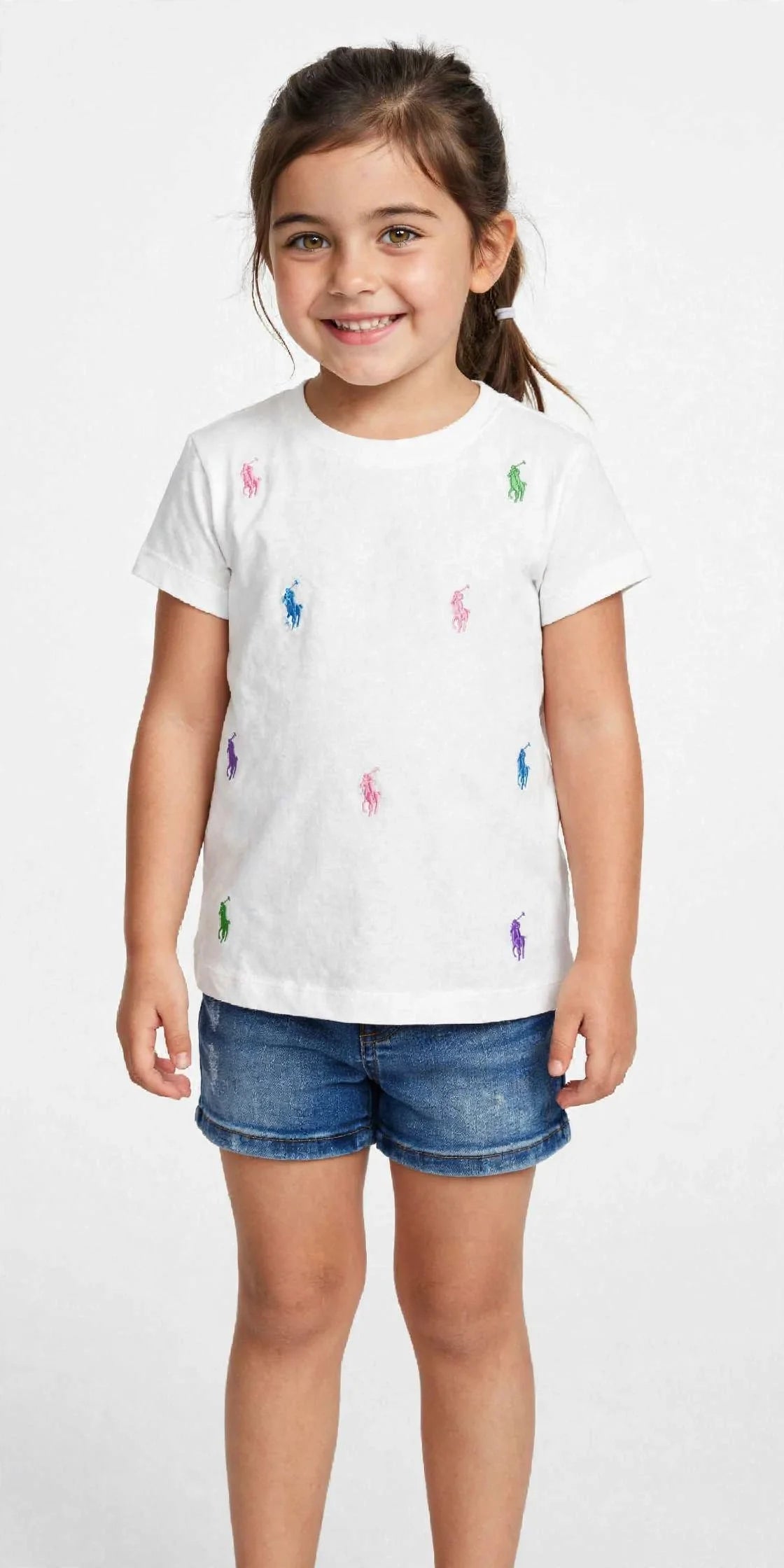 Polo Ralph Lauren Kids Multicolor Pony Embroidered T-Shirt-#00274