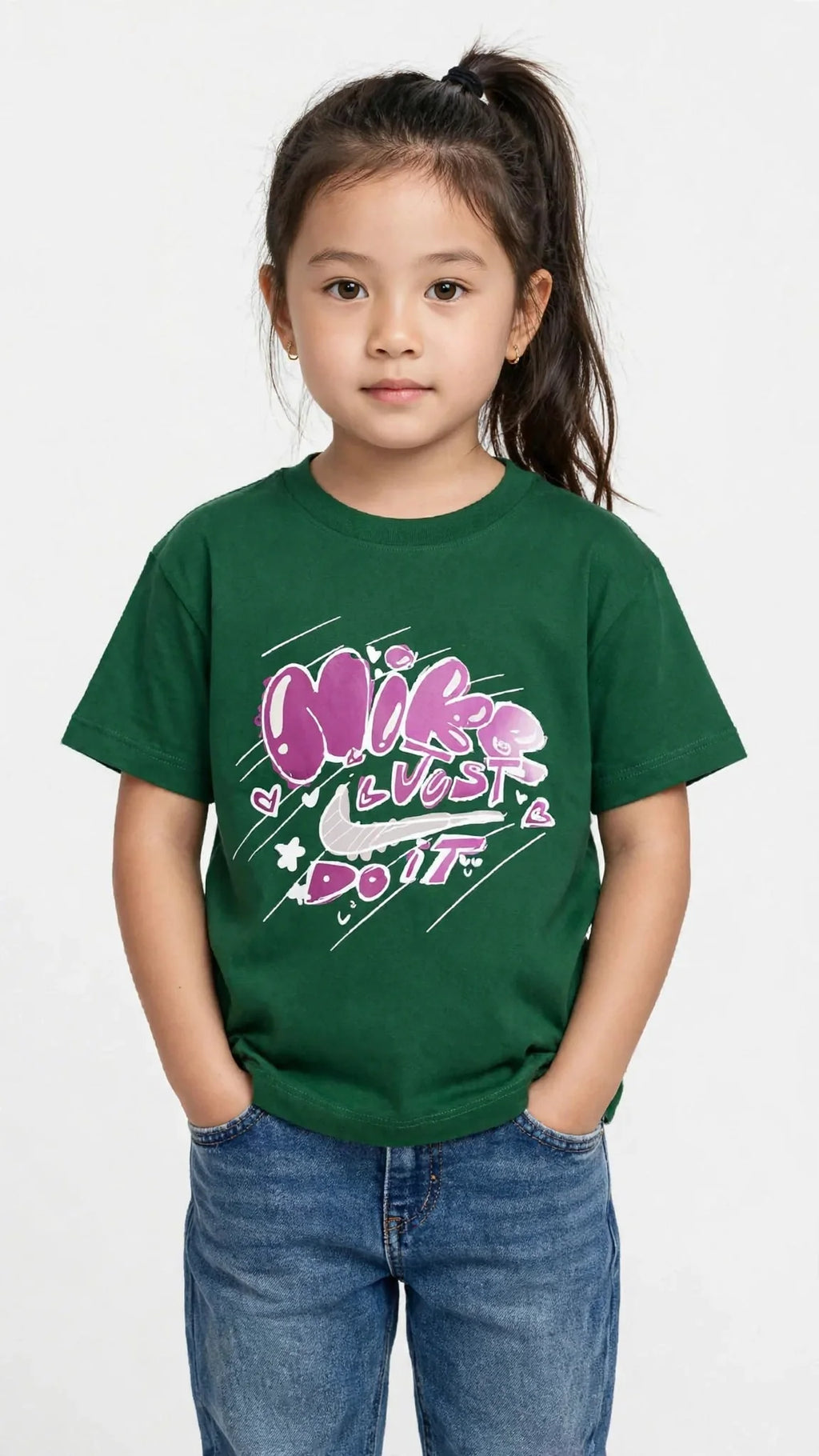 Nike Kids "Just Do It" Bubble Graffiti T-Shirt - Cotton Graphic Tee -#00388