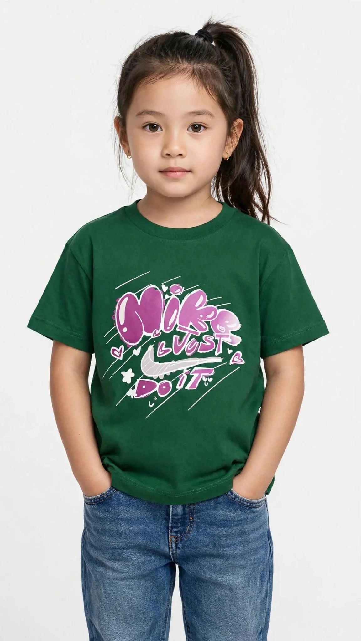 Nike Kids "Just Do It" Bubble Graffiti T-Shirt - Cotton Graphic Tee -#00388