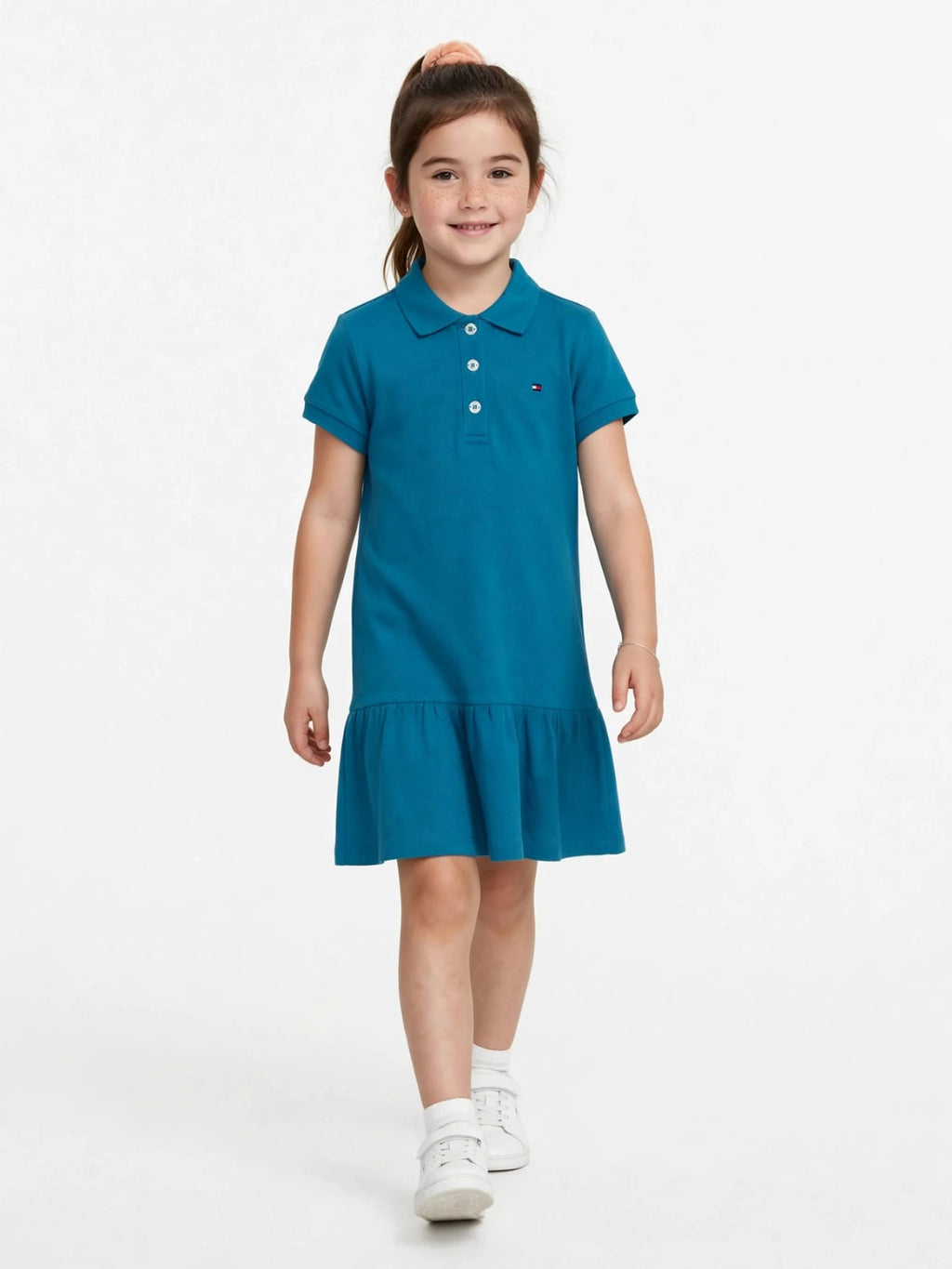 Tommy Hilfiger Girls' Polo Ruffle Dress - 100% Cotton Summer Dress #00359