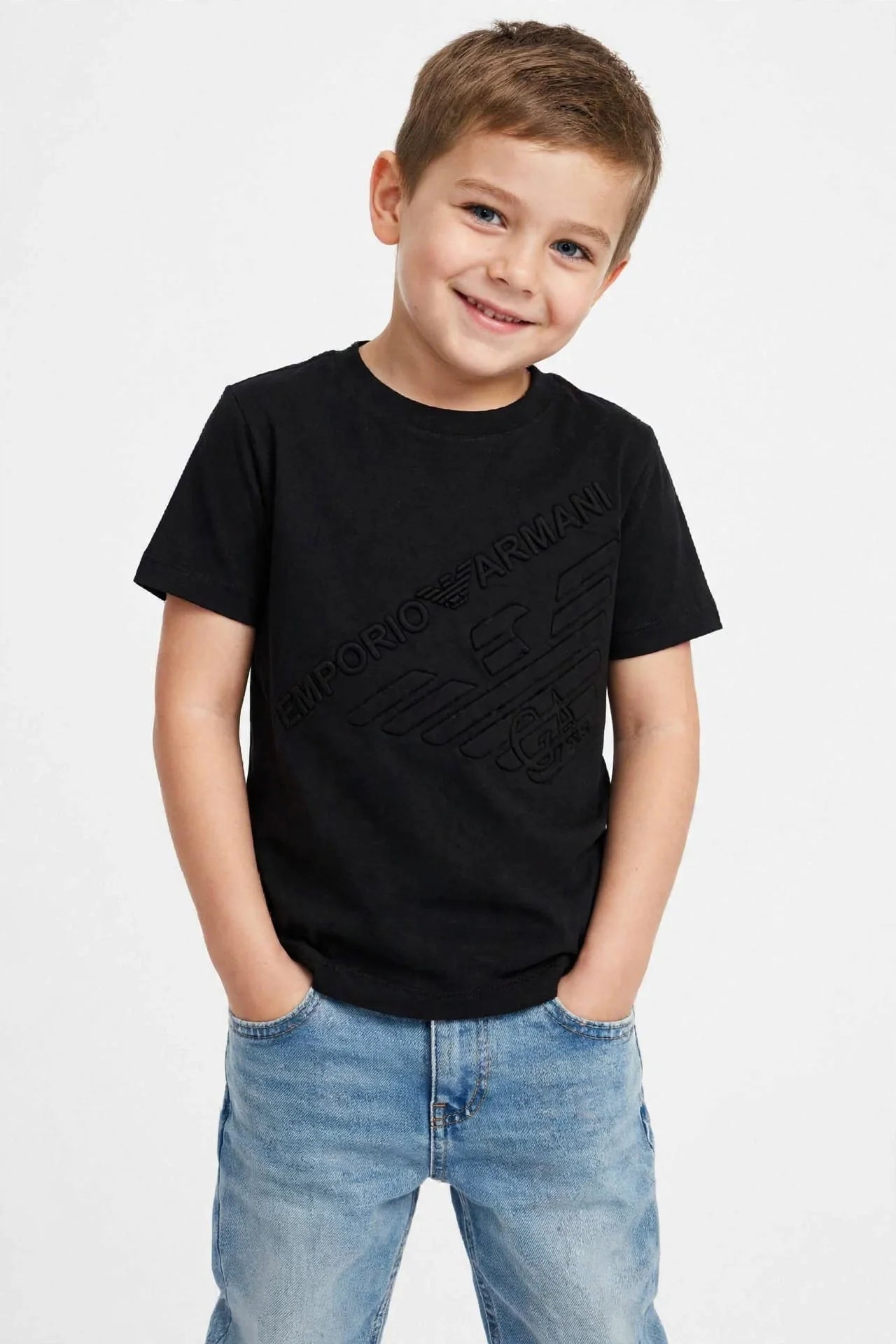 EA7 Emporio Armani Kids T-Shirt - Embossed Eagle Logo Tee -#00391