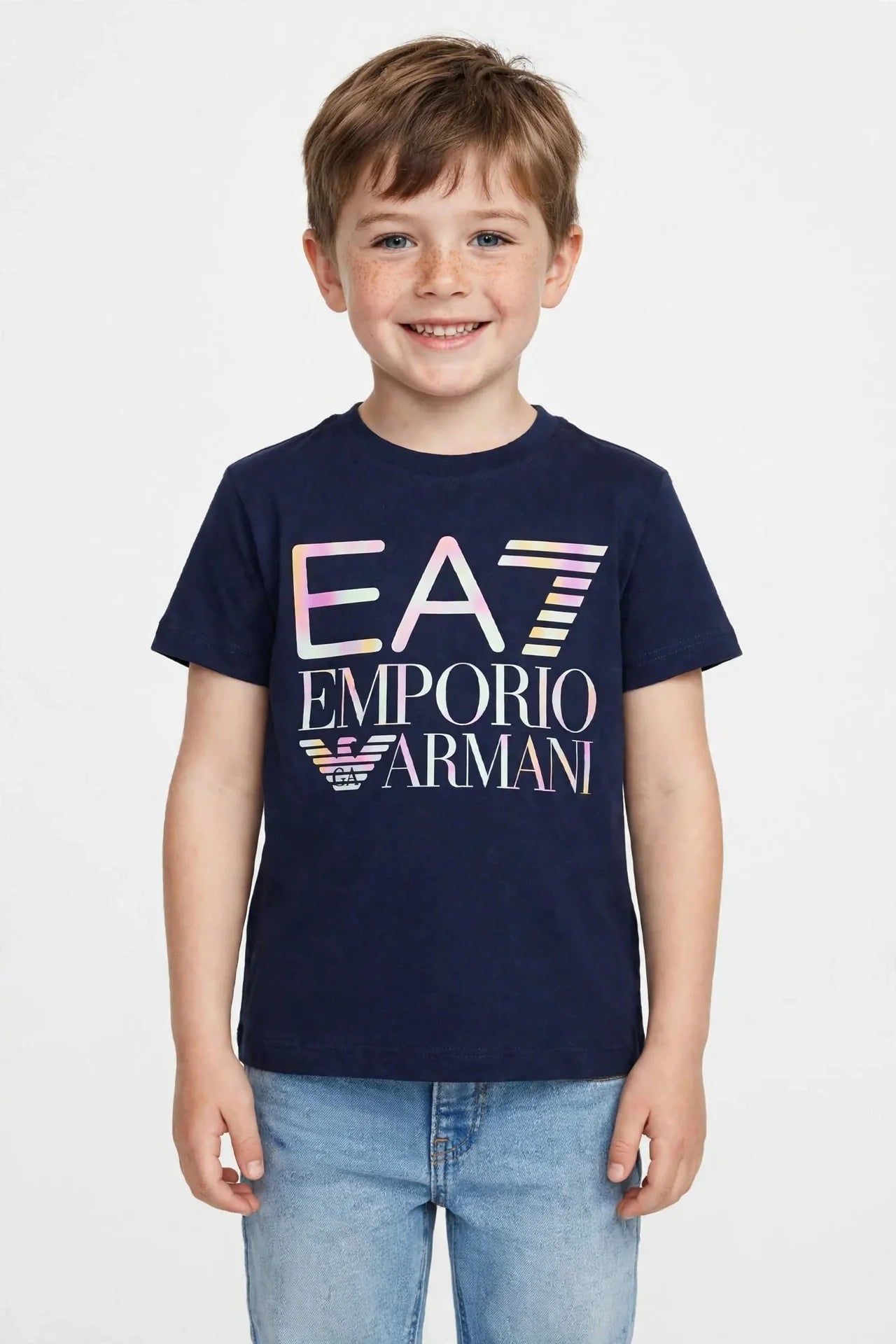 Emporio Armani EA7 Kids Graphic T-Shirt - Designer Cotton Tee-#00390