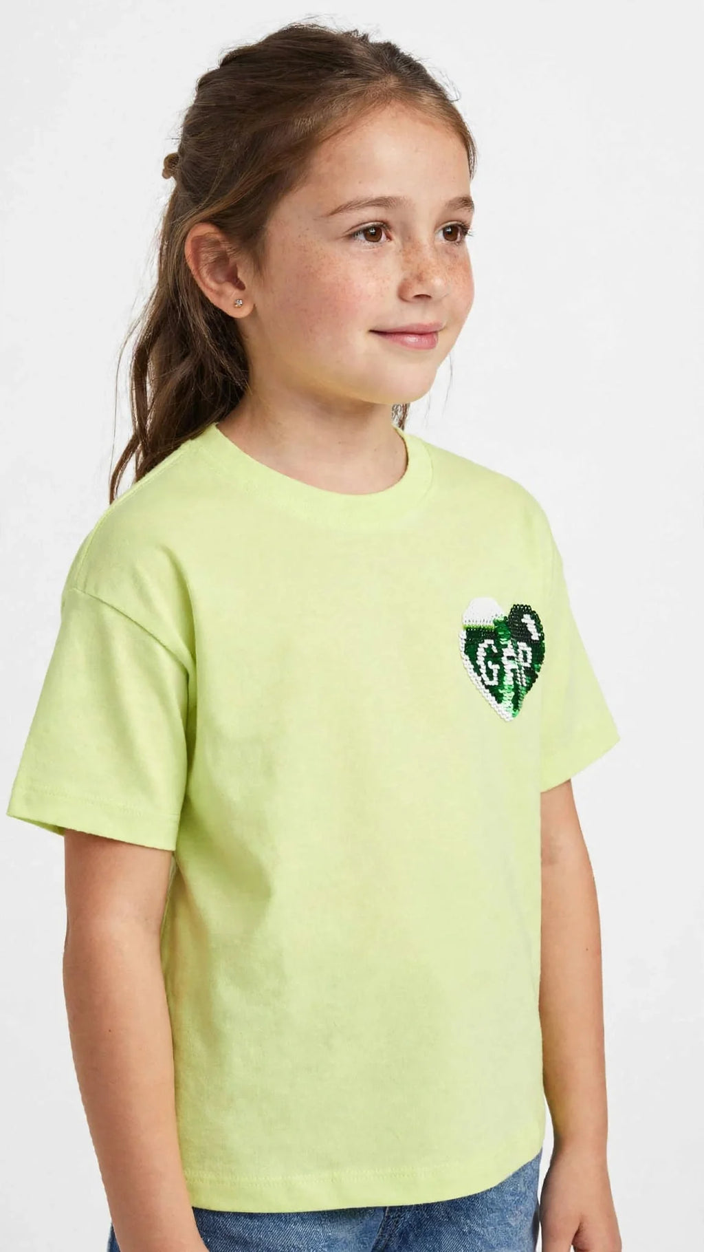GAP Girls Sequin Heart T-Shirt - Kids Flip Sequin Tee -#00385