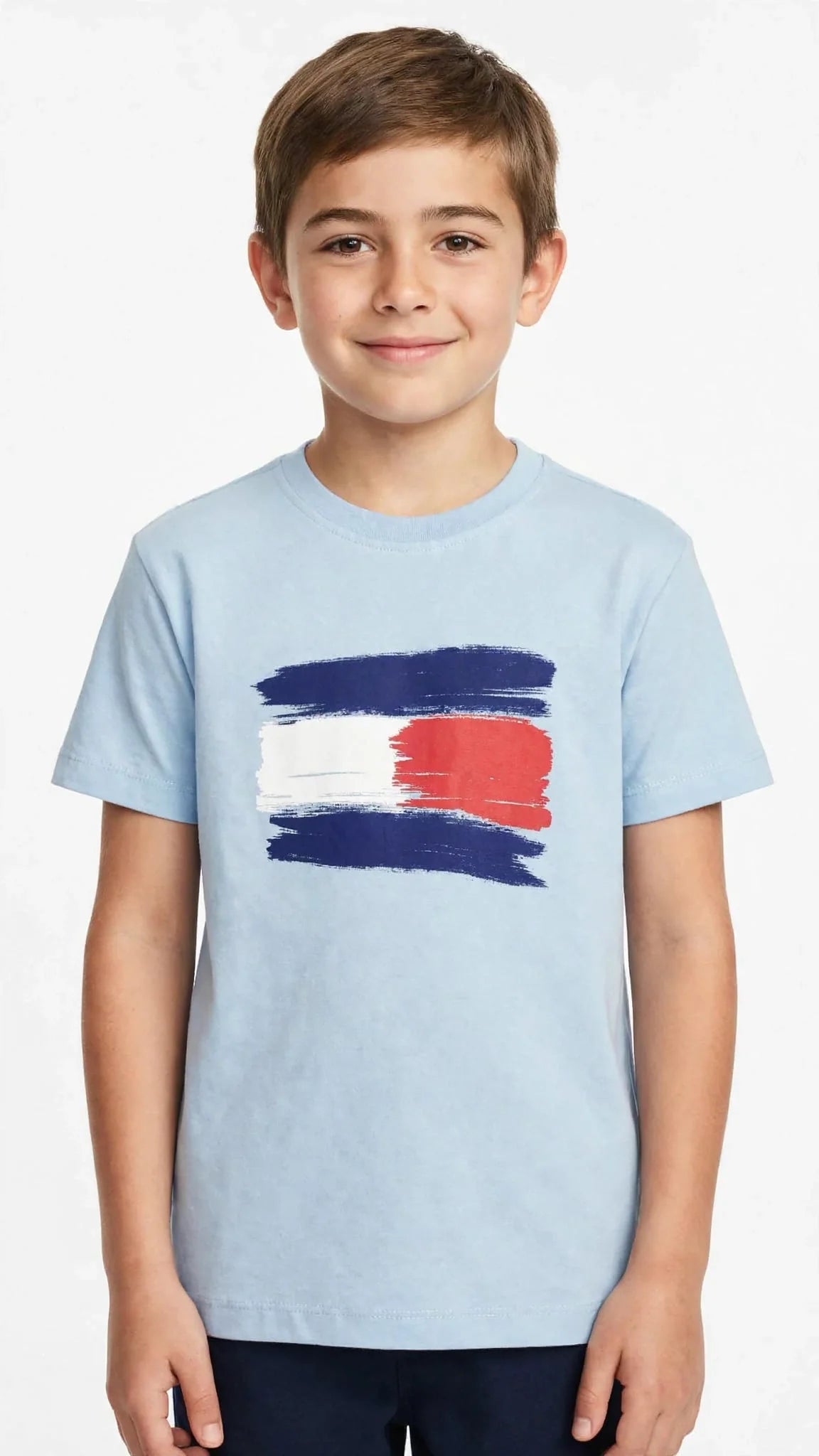 Tommy Hilfiger Boys Brushstroke Flag T-Shirt - Kids Cotton Tee #00384
