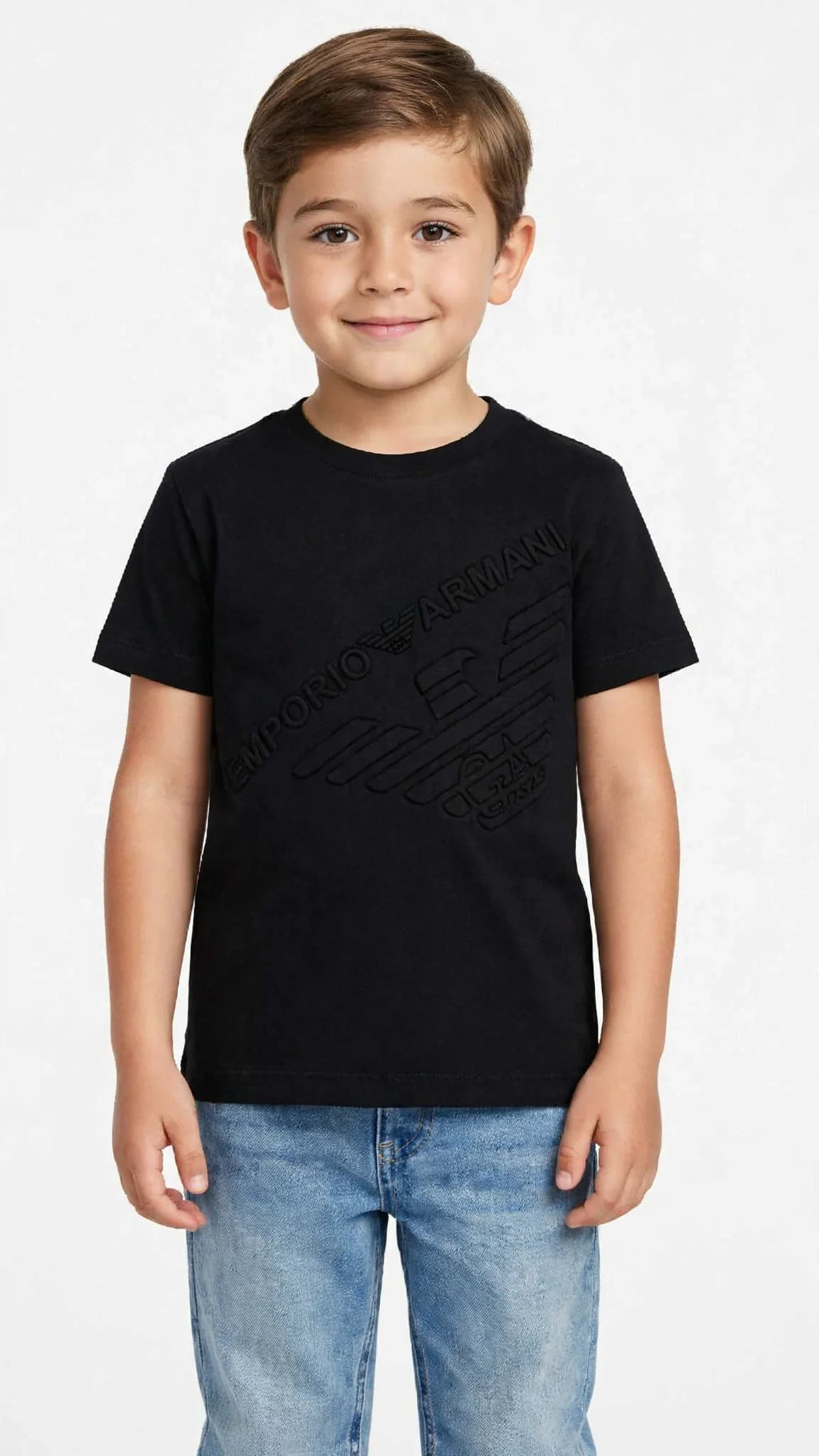 EA7 Emporio Armani Kids T-Shirt - Embossed Eagle Logo Tee -#00391
