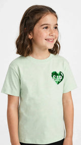 GAP Girls Sequin Heart T-Shirt - Kids Flip Sequin Tee -#00385