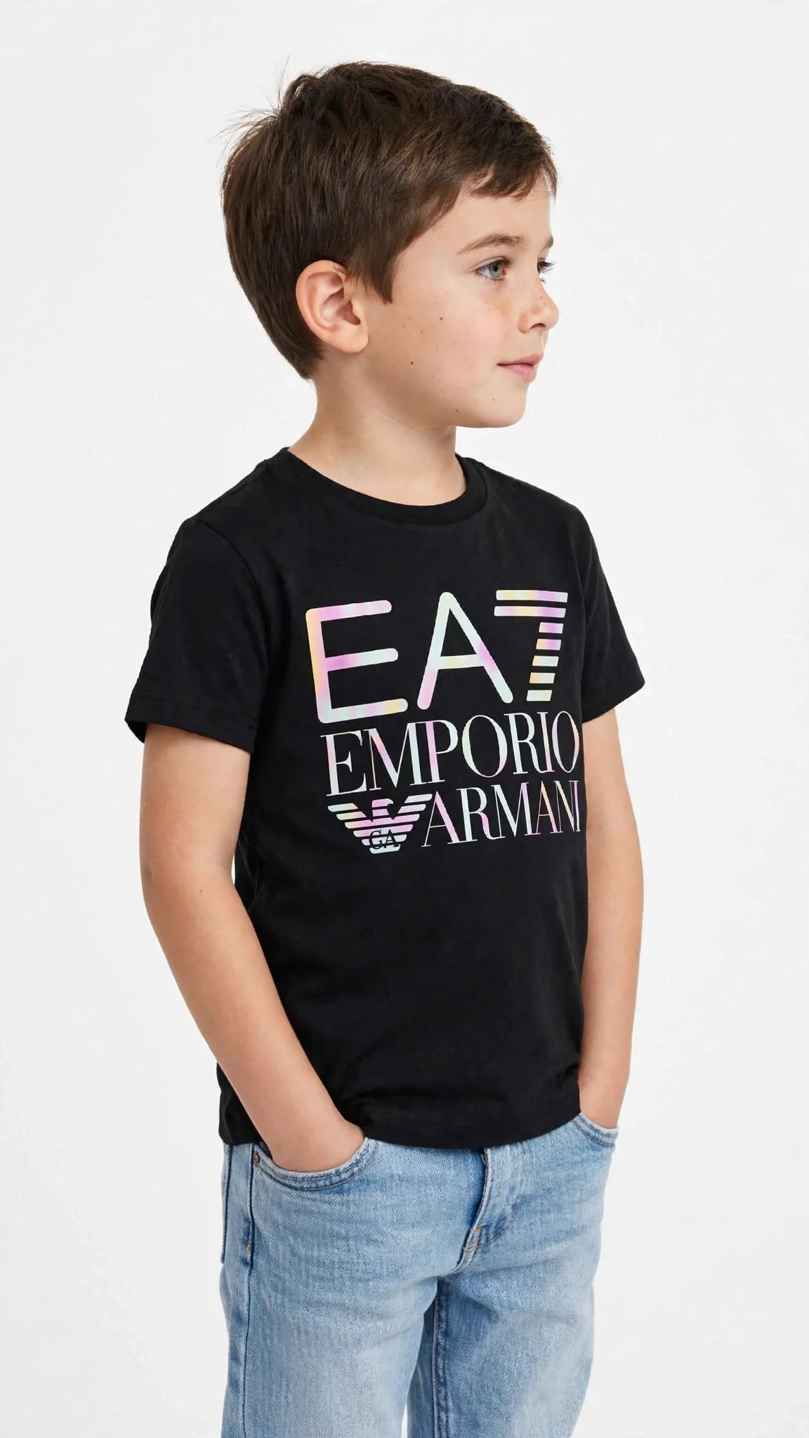 Emporio Armani EA7 Kids Graphic T-Shirt - Designer Cotton Tee-#00390